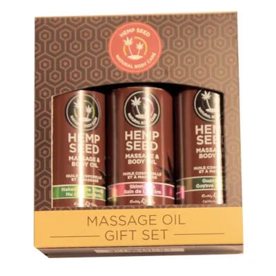 Earthly Body Fragrance Gift with with Skinny Dip Guavalava and Naked in the Woods 2 oz Massage Oils 2 oz