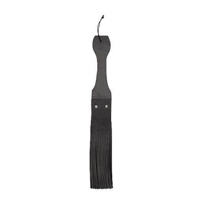 Wooden Handle Belt Whip Flogger Leather Black