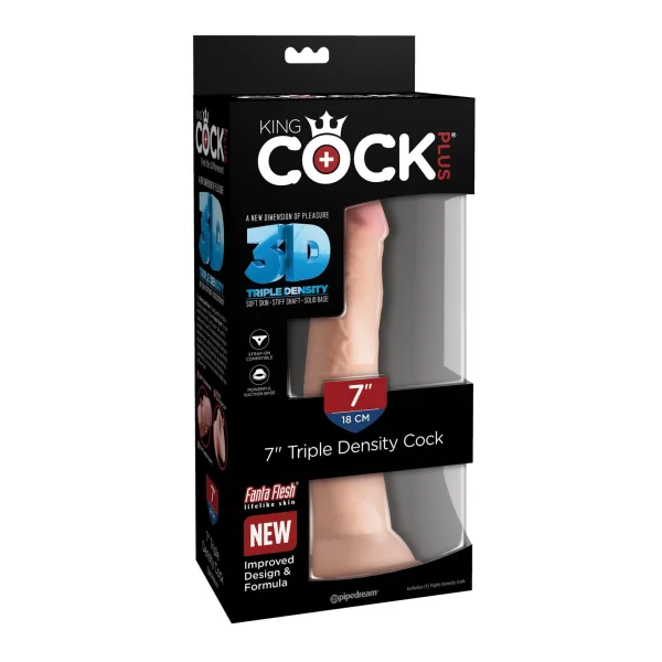 King Cock Plus 7" Triple Density Cock With Suction Cup Base - Vanilla
