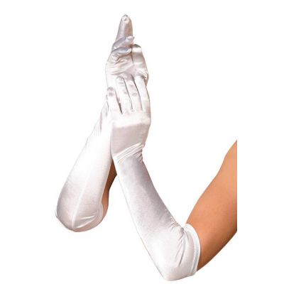 Dreamgirl Heavenly White Satin Gloves