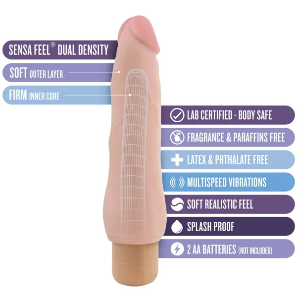Au Naturel Fabien Sensa Feel Dual Density Vibrating Dildo by Blush - Vanilla