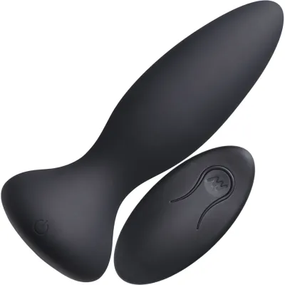 A Play Thrust Adventurous Pulsating Rechargeable Silicone Anal Plug With Remote By Doc Johnson Black