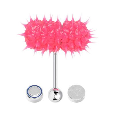 Lix Vibrating Tounge Ring Pierced Gitd Pink stainless Steel