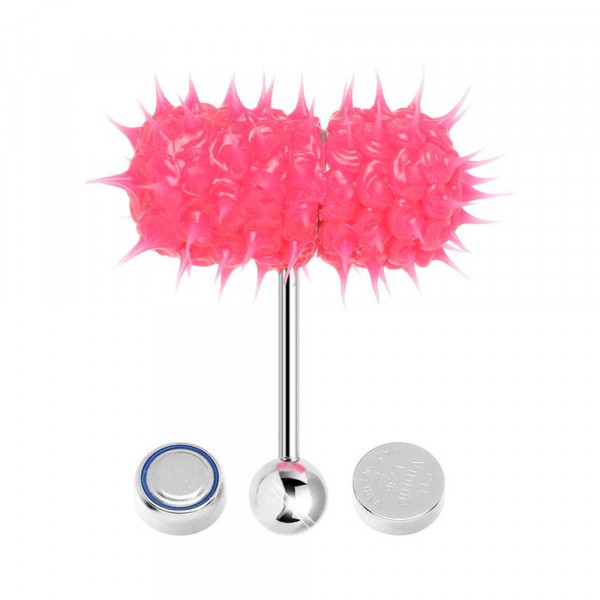 Lix Vibrating Tounge Ring Pierced Gitd Pink (stainless Steel)
