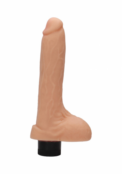 Realistic Vibrator with Balls - Flesh - Realistic Vibrating Cocks
