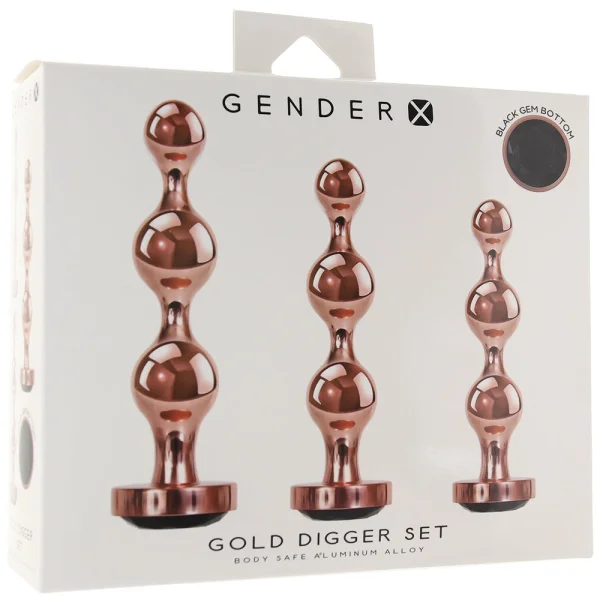 Gold Digger Set, 3-Pack Metal Anal Beads
