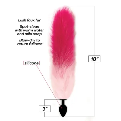 Foxy Fox Tail Silicone Butt Plug Pink Gradient