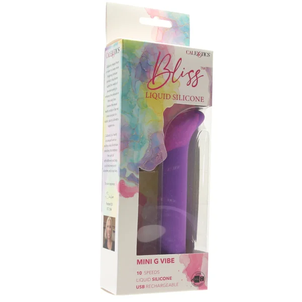 Bliss Liquid Silicone Mini G Vibe Rechargeable Waterproof G-Spot Vibrator - Purple