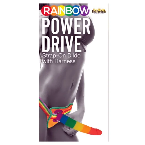 Rainbow Power Drive Strap On Dildo - Size Small