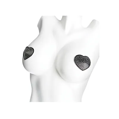 Silver Rhinestone Heart Pasties By Coquette