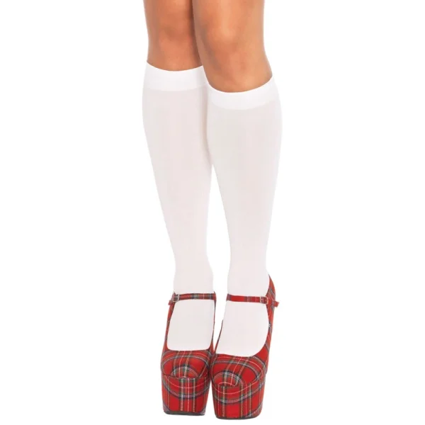 Leg Avenue Nylon Knee Highs White UK 8 to 14 — image 3 of 4