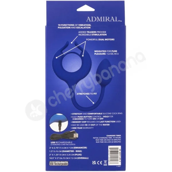 Admiral Plug & Play Weighted Cock Ring With Butt Plug