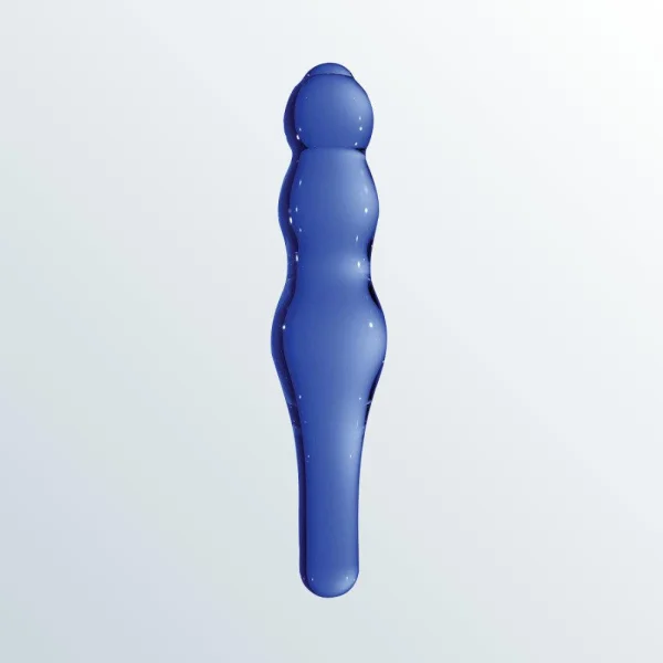 Lollypop Double-Ended Blue Glass Dildo by Chrystalino