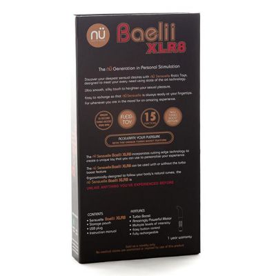NU Sensuelle Baelii XLR8 Powerful Rechargeable Vibrator with Turbo Boost