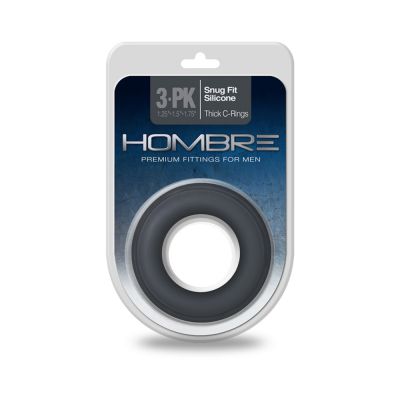 Hombre Snug Fit Silicone Thick C rings 3pk Charcoal