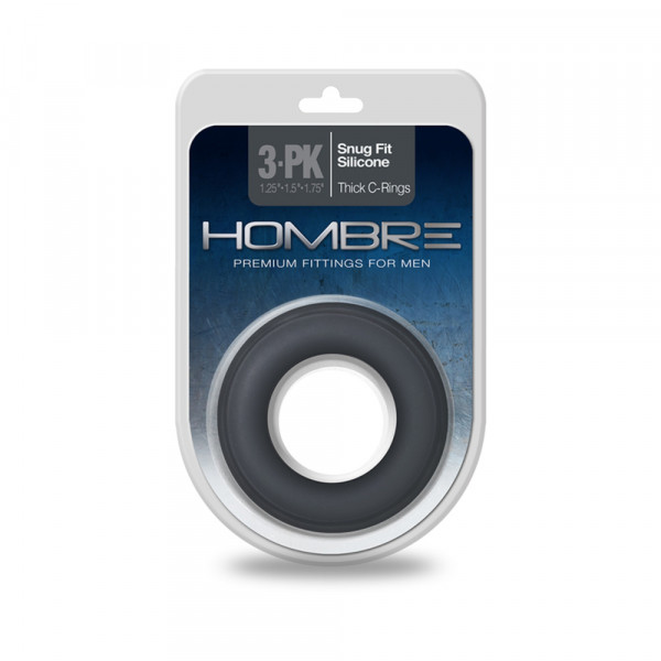 Hombre Snug Fit Silicone Thick C-rings 3pk Charcoal