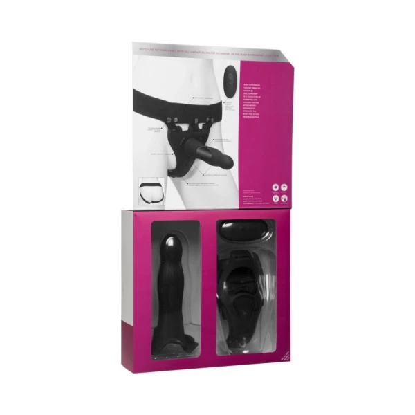 Body Extensions Hollow Slim Dong Strap-on 2-piece Set With Clitoral Vibrator Black
