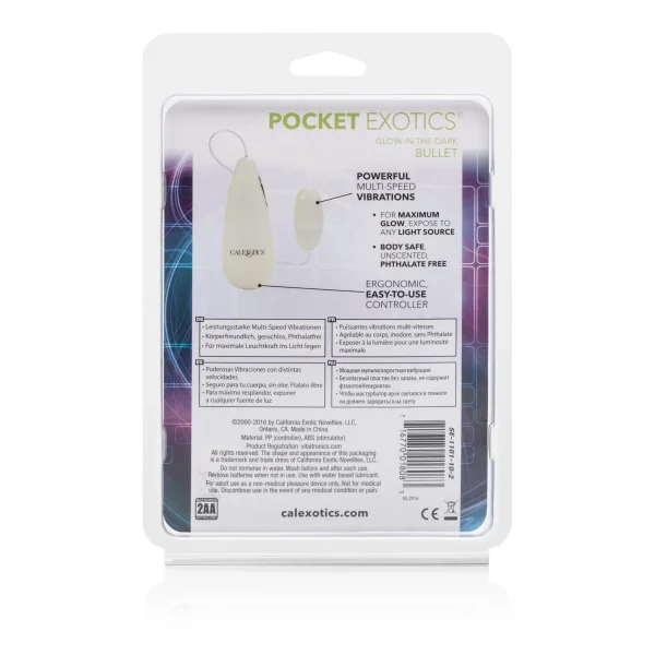Glow In The Dark Pocket Exotics Vibrating Glowing Bullet