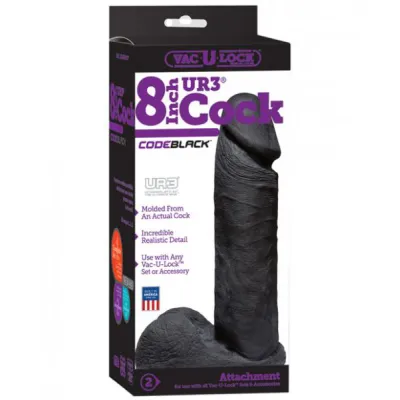 Vac U Lock Code Black 8 Inches UR3 Realistic Dildo