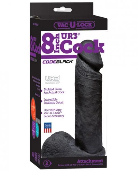 Vac U Lock Code Black 8 Inches UR3 Realistic Dildo