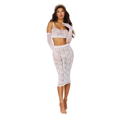 Bralette and Slip Skirt One Size White