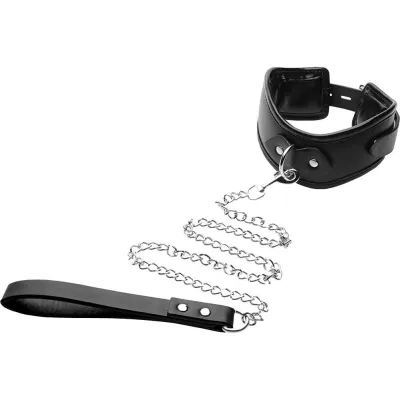 Strict Leather Padded Locking Posture Collar with Leash