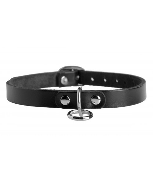 Unisex Leather Choker with O-Ring