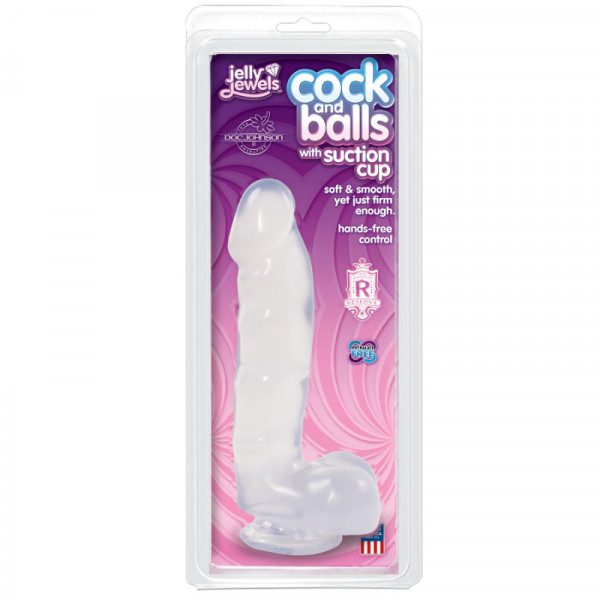 Cock And Balls With Suction Cup Diamond Clear