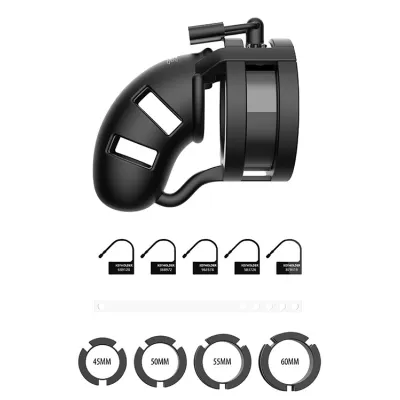 Shots Toys 3 5 Black Silicone Cock Cage with Ball Strap Metal Lock