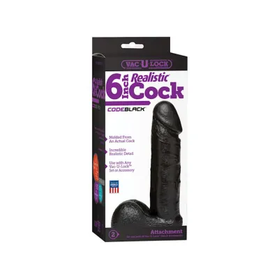 Vac u lock Code 6 Inch Realistic Cock Black 6 Inch