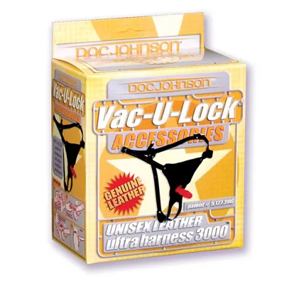 Doc Johnson Vac U Lock Leather Ultra Harness with Plug