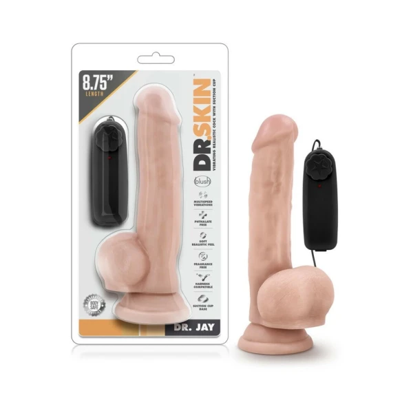Dr. Skin - Dr. Jay - 8.75in Vibrating Cock With Suction Cup - Vanilla — image 11 of 11
