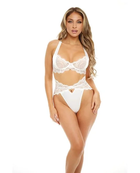 Oh La La Cheri Sadie Bright White Lace Bra & High Waist Panty Set — image 4 of 5