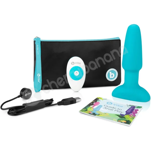 B-Vibe Blue Beaded Rimming Vibrating Butt Plug
