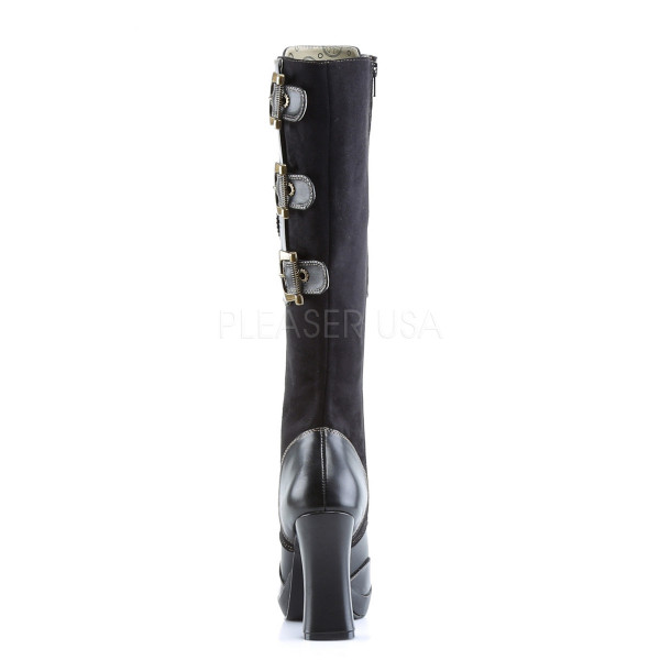 CRYPTO-302 - 4" Heel P/F Steampunk Knee BT Cog & Bee Brass Detailing