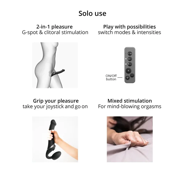 Strap-on-Me Multi Orgasm Silicone Vibrating 3 Motor Remote Strapless Strap-On, Small - Fuchsia