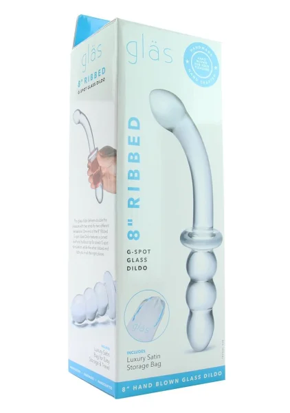 Glas 8" Ribbed G-Spot Glass Dildo