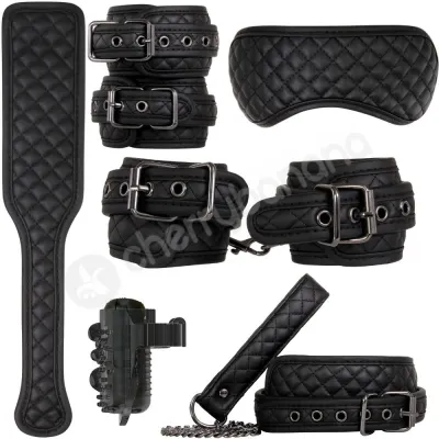 Adam Eve Fetish Dreams Intermediate Black Bondage Set 5 Piece Set With Free Finger Vibe