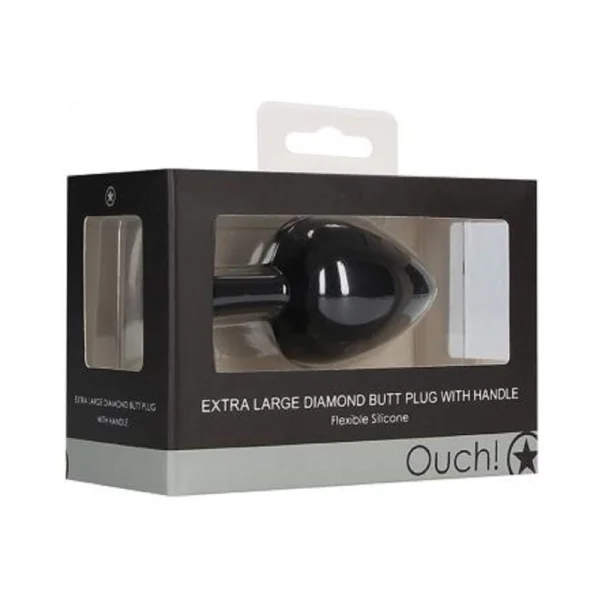 Ouch! Extra Large Diamond Butt Plug With Handle - Black — image 9 of 9