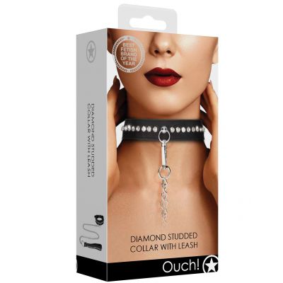 Ouch Diamond Studded Collar Leash