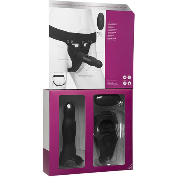 Body Extensions Hollow Slim Dong Strap-on 2-piece Set With Clitoral Vibrator Black — image 24 of 25