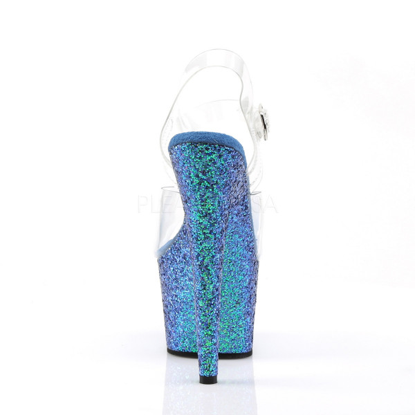 7 inches Heel,2 3/4 inches PF Ankle Strap Sandal W/ Holo Glitter Bottom — image 8 of 12