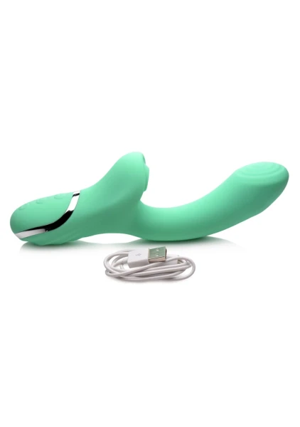 Shegasm 10X Minty Silicone Pressure Wave Clitoral Stimulator With G-Spot Vibrator - Teal