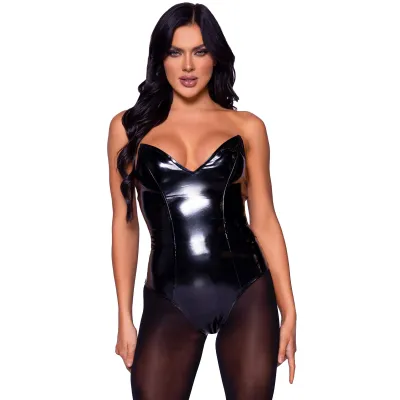 Vinyl Bodysuit Large Black