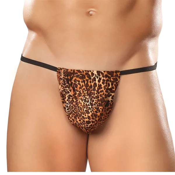 Male Power Animal Posing Strap Brown Leopard OS
