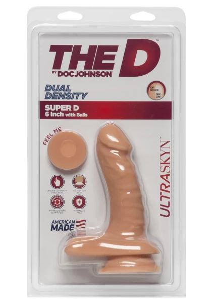 The D - Super D 6" Suction Cup Dildo by Doc Johnson - Vanilla