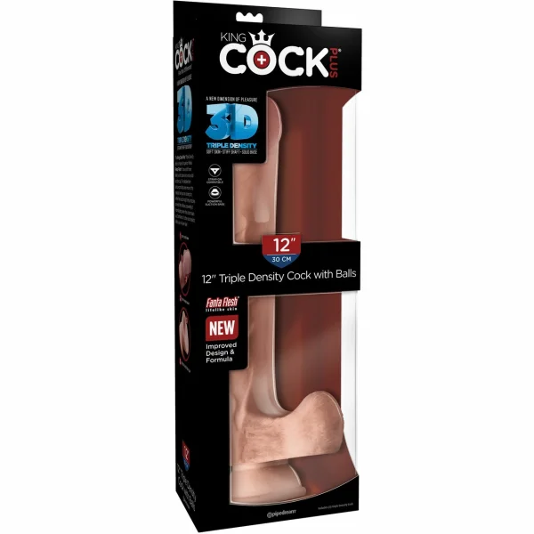 King Cock Plus 12" Triple Density Cock With Balls & Suction Cup Base - Vanilla