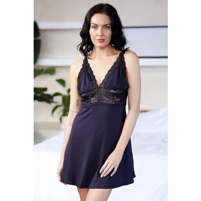 Wild Secrets Evie Black Chemise with Floral Lace Detail