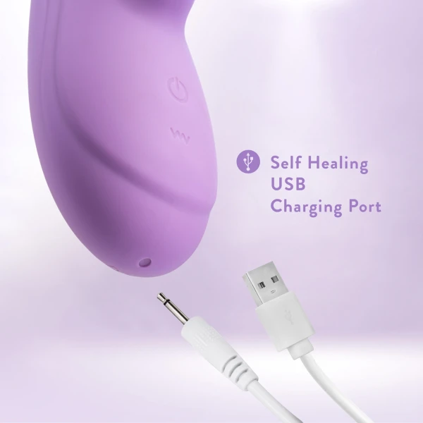 Evelyn Rechargeable Waterproof Silicone Dual Stimulation Vibrator By Blush - Purple