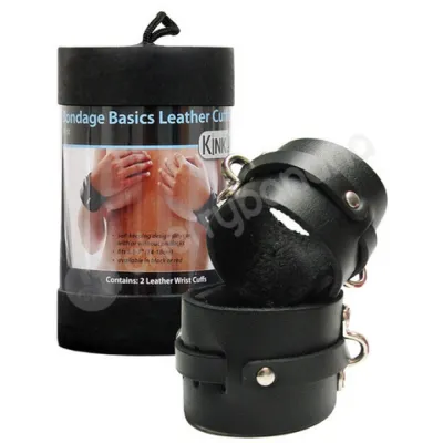 Kinklab Bondage Basics Black Leather Wrist Cuffs